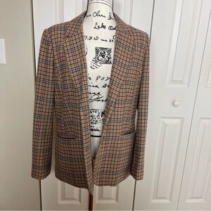 Chadwick’s Size 12 Fully Lined Multi Color Wool Blend Plaid Blazer Two Button